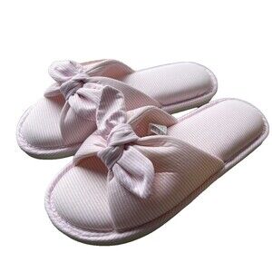 Charter Club Pink White Striped Slippers Women’s Size 7-8 MSRP $34.99